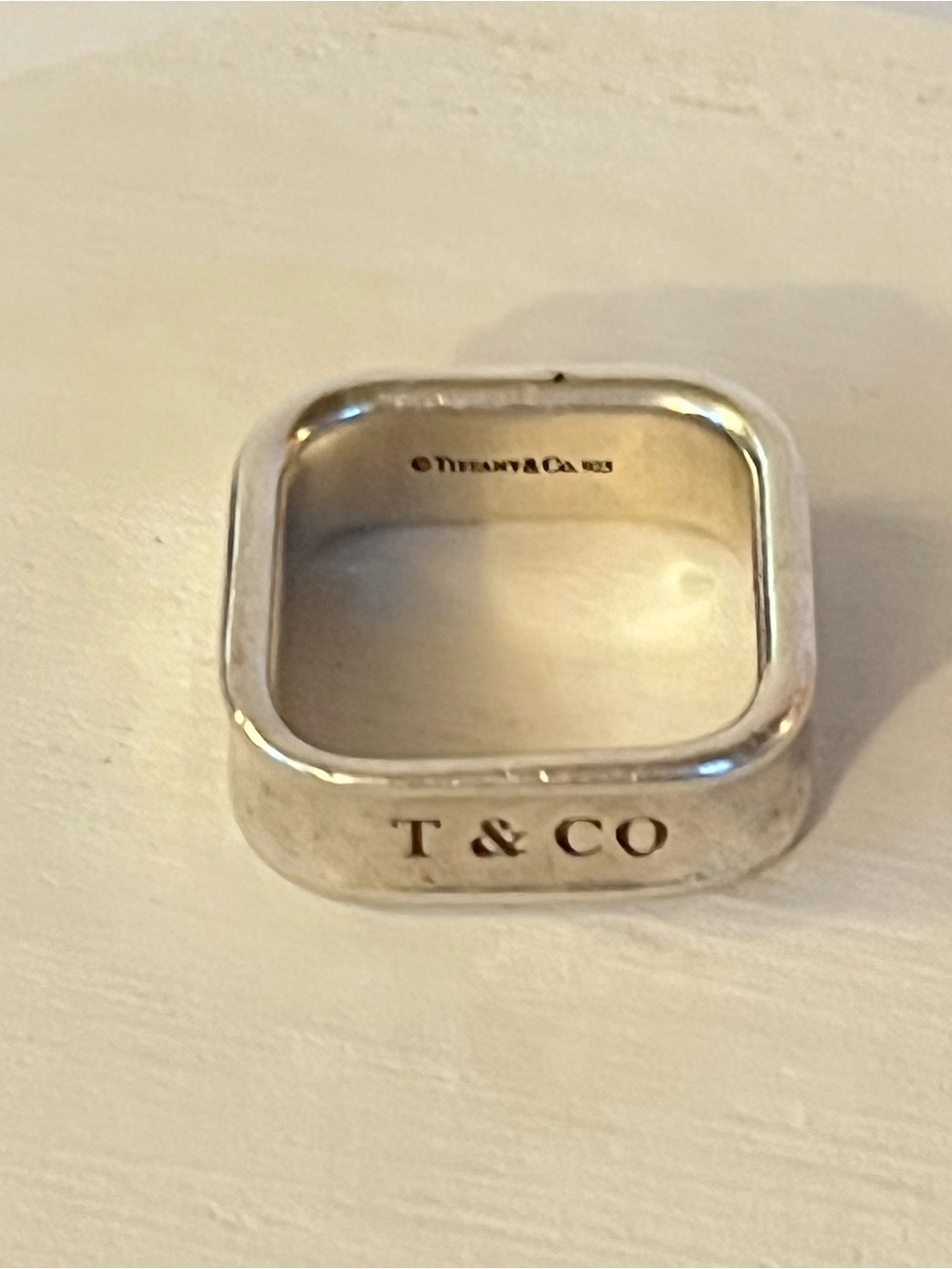 Tiffany & Co. 1837 Square Wide Band Ring .925 SS Size 8 Retired Unisex - Picture 8 of 12